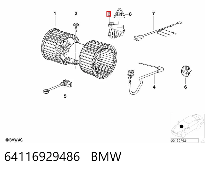 64116929486 BMW Resistor (resistência) de ventilador de forno (de aquecedor de salão)