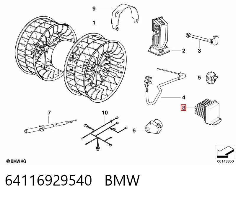 64116929540 BMW Resistor (resistência) de ventilador de forno (de aquecedor de salão)