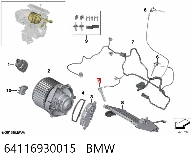 64116930015 BMW Sensor de temperatura do vaporizador