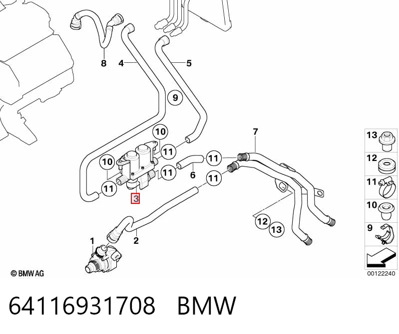 64116931708 BMW Válvula de forno (de aquecedor)
