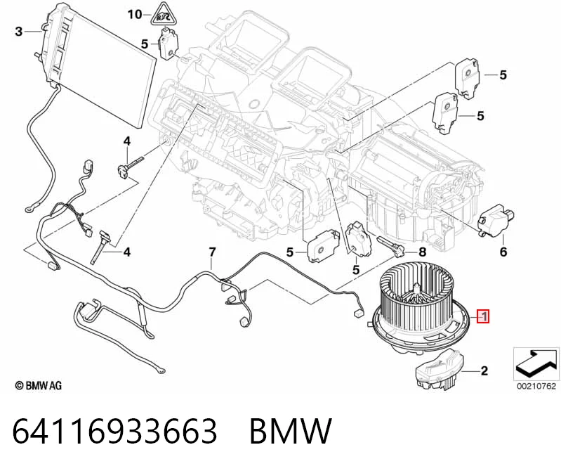 64116933663 BMW Motor de ventilador de forno (de aquecedor de salão)