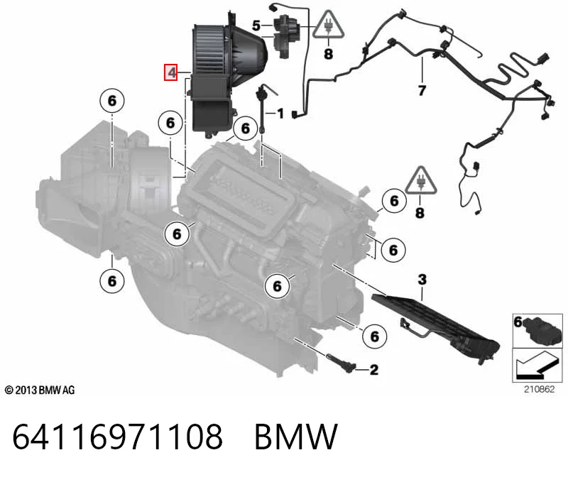 64116971108 BMW Motor de ventilador de forno (de aquecedor de salão)