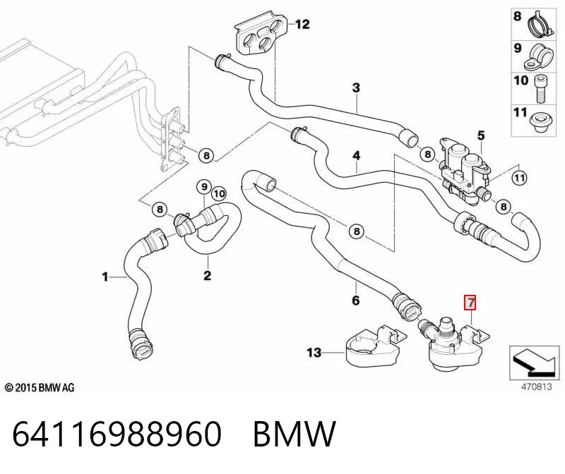 64116988960 BMW Bomba de água (bomba) de esfriamento, adicional elétrica