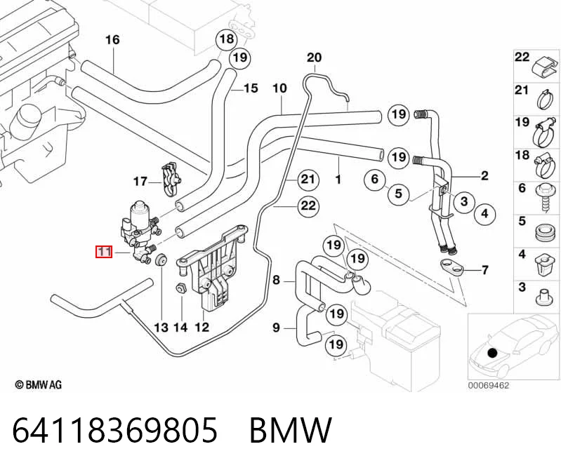 64118369805 BMW Válvula de forno (de aquecedor)