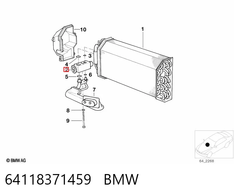 64118371459 BMW Válvula TRV de aparelho de ar condicionado