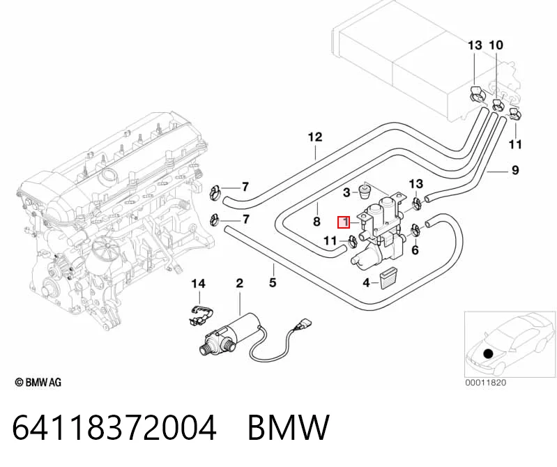 64118372004 BMW Válvula de forno (de aquecedor)