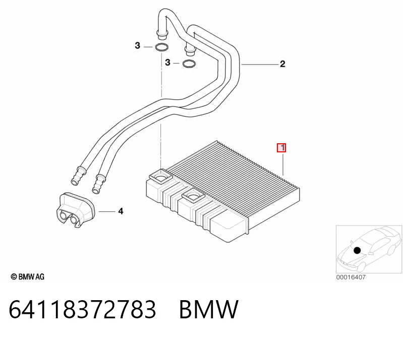 64118372783 BMW Radiador de forno (de aquecedor)