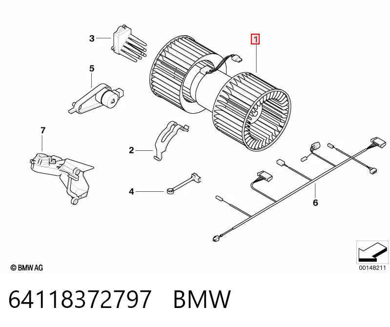 64118372797 BMW Motor de ventilador de forno (de aquecedor de salão)