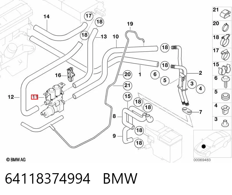 64118374994 BMW Válvula de forno (de aquecedor)