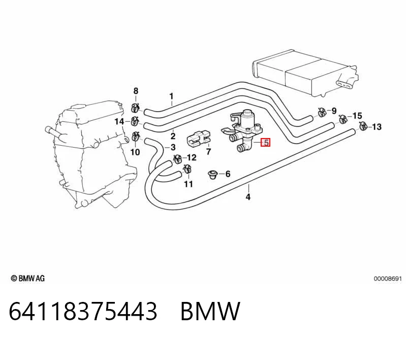 64118375443 BMW Válvula de forno (de aquecedor)