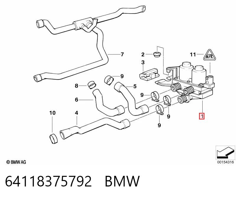 64118375792 BMW Válvula de forno (de aquecedor)