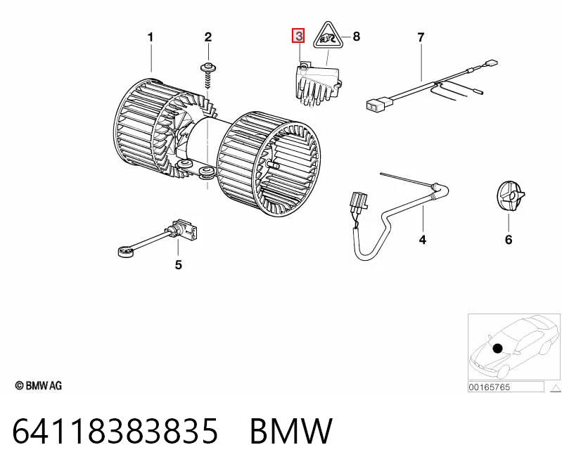 64118383835 BMW Resistor (resistência) de ventilador de forno (de aquecedor de salão)