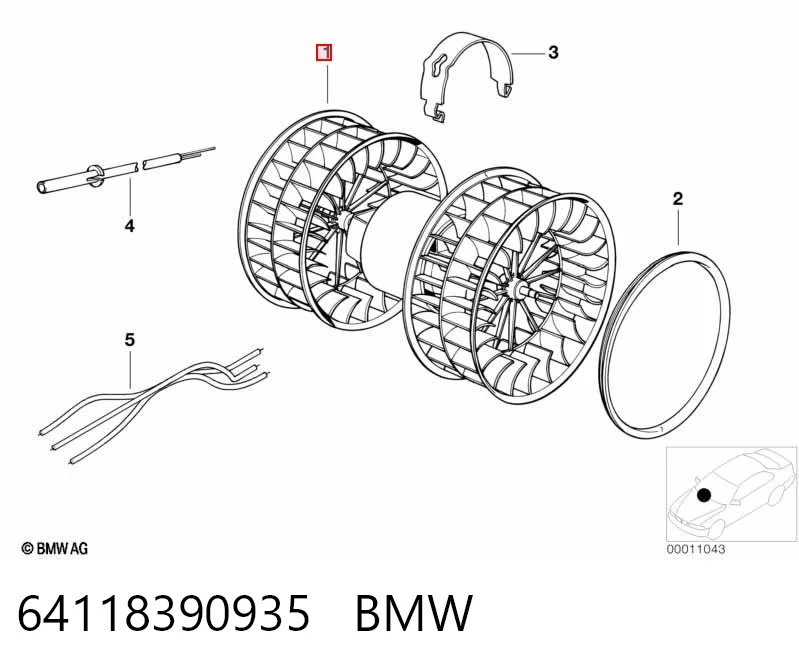 64118390935 BMW Motor de ventilador de forno (de aquecedor de salão)