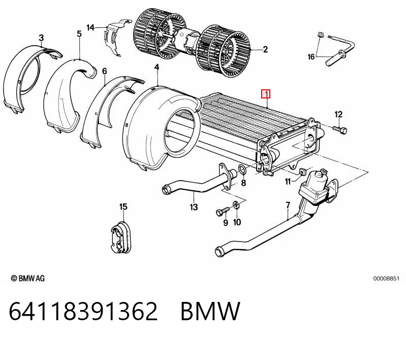 64118391362 BMW Radiador de forno (de aquecedor)