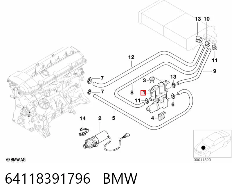 64118391796 BMW Válvula de forno (de aquecedor)