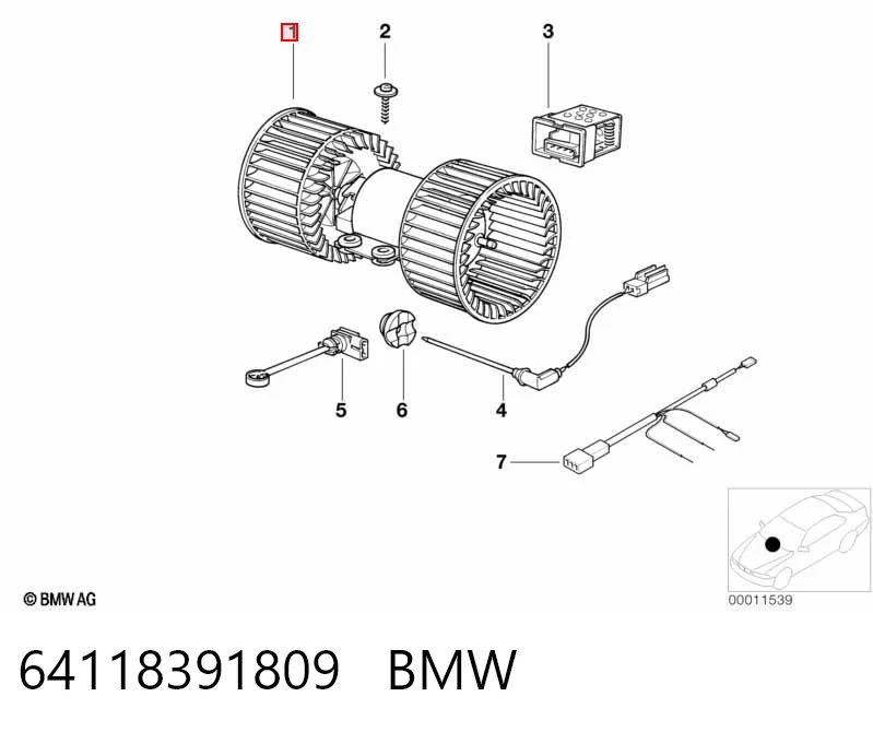 64118391809 BMW Motor de ventilador de forno (de aquecedor de salão)