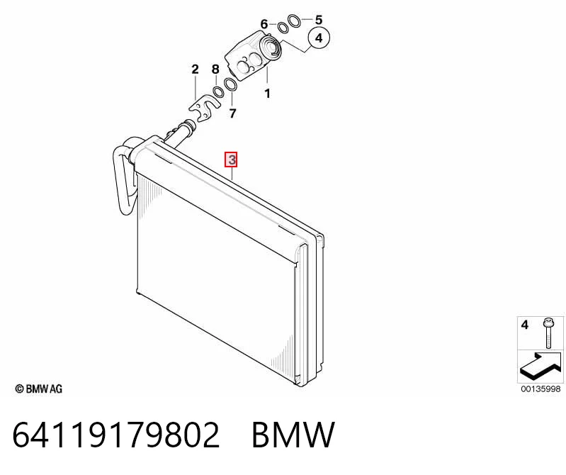 64119179802 BMW Vaporizador de aparelho de ar condicionado