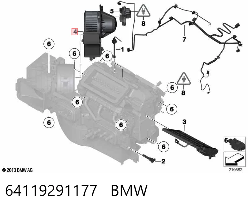 64119291177 BMW Motor de ventilador de forno (de aquecedor de salão)