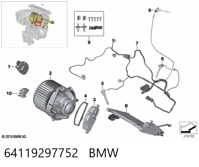 64119297752 BMW Motor de ventilador de forno (de aquecedor de salão)