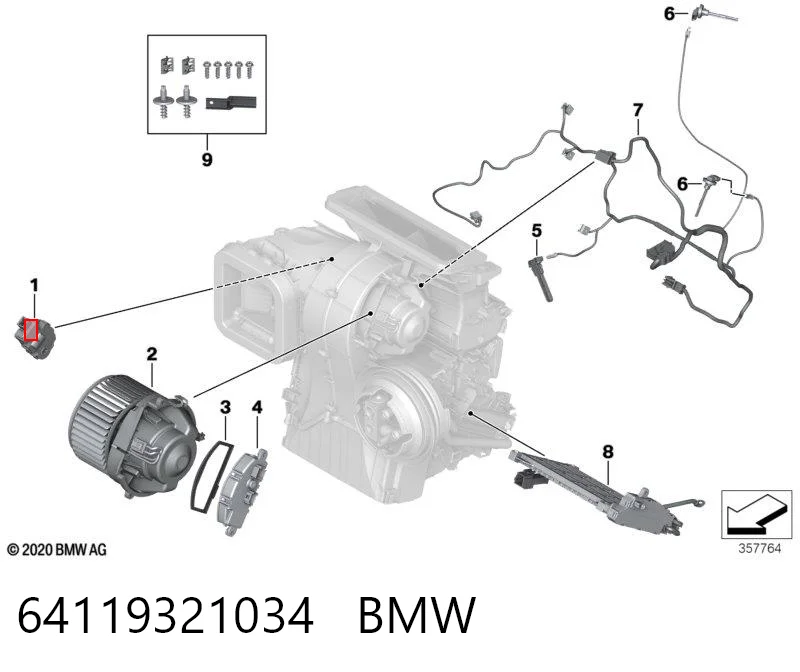 64119321034 BMW Acionamento de comporta de forno