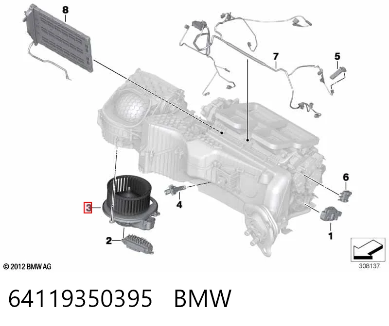 64119350395 BMW Motor de ventilador de forno (de aquecedor de salão)
