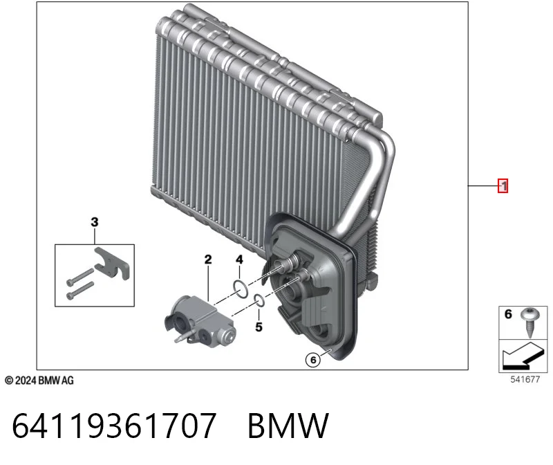 64119361707 BMW Vaporizador de aparelho de ar condicionado