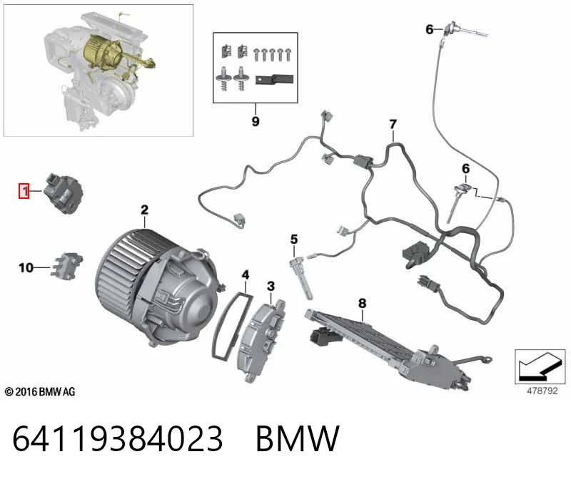 64119384023 BMW Acionamento de comporta de forno
