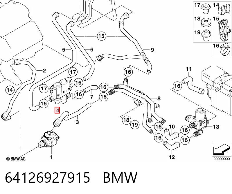 64126927915 BMW Válvula de forno (de aquecedor)
