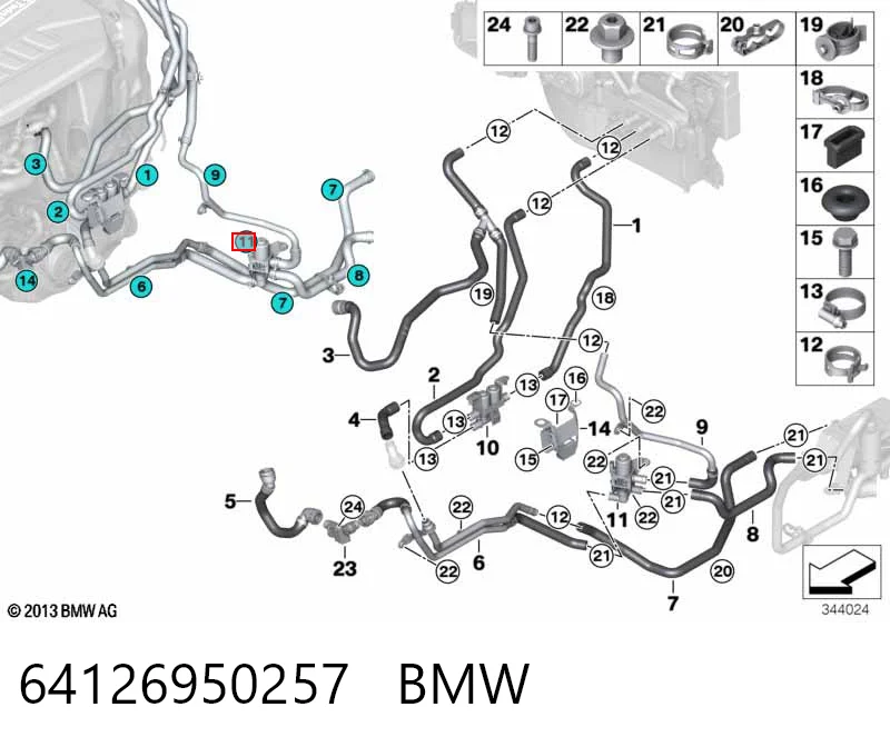 64126950257 BMW Válvula de regulação do fluido de esfriamento