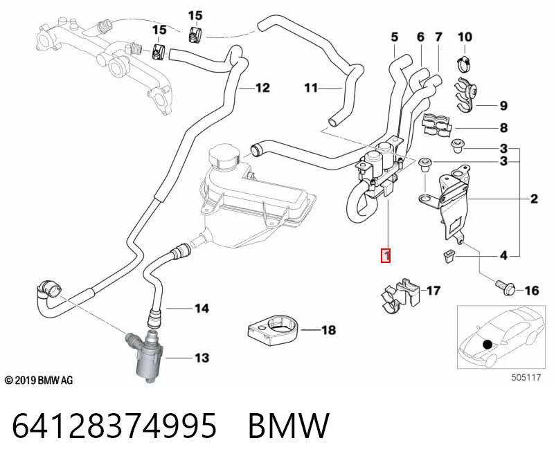 64128374995 BMW Válvula de forno (de aquecedor)