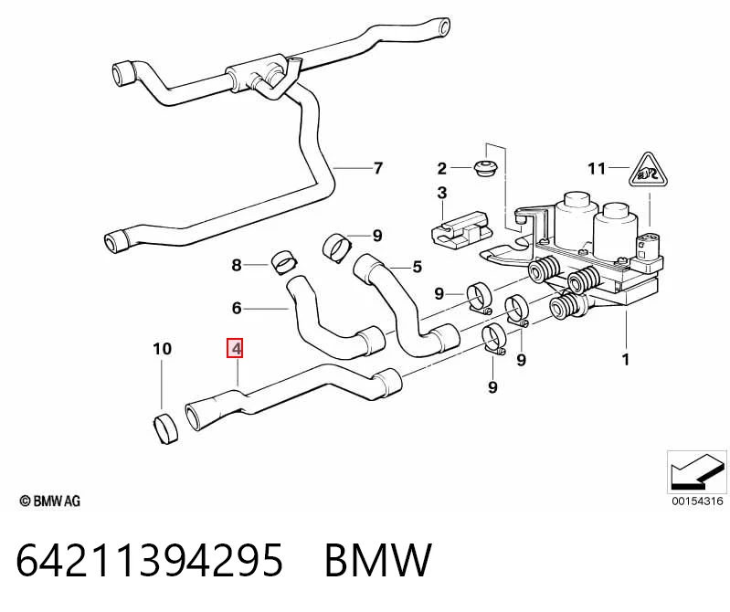 64211394295 BMW Mangueira (cano derivado) do sistema de esfriamento