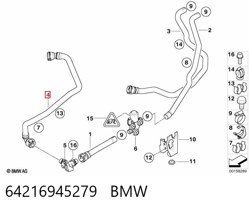 64216945279 BMW Mangueira (cano derivado) de esfriamento por líquido de turbina, fornecimento