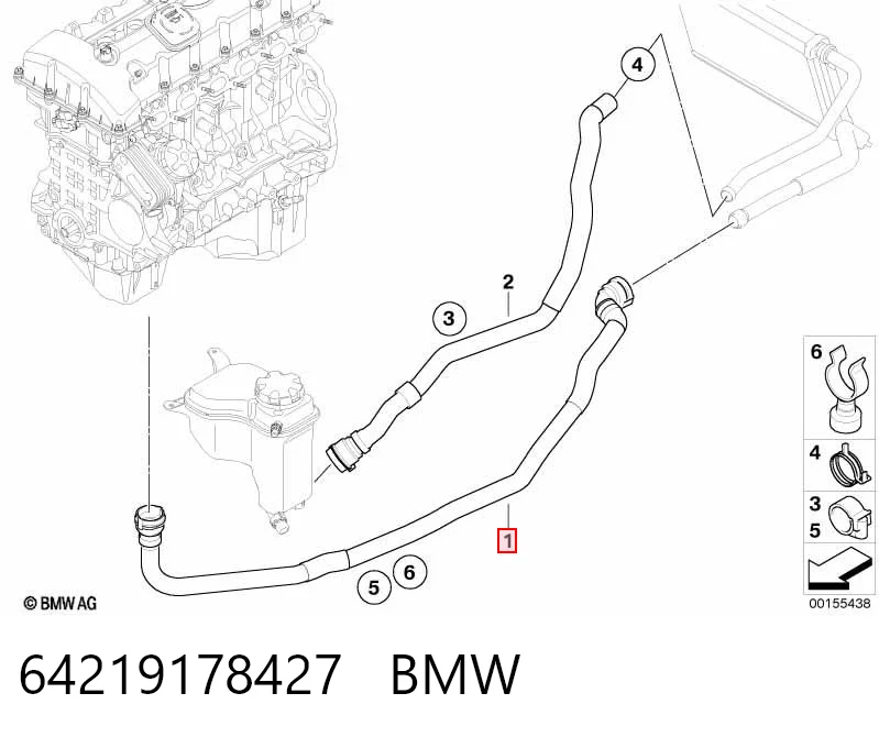 64219178427 BMW Mangueira (cano derivado) do sistema de esfriamento