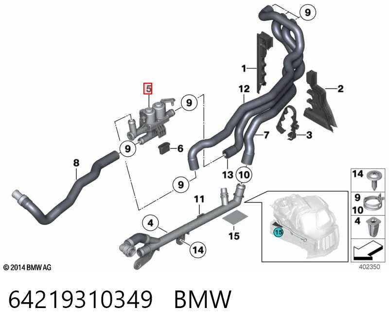 64219310349 BMW Válvula de forno (de aquecedor)