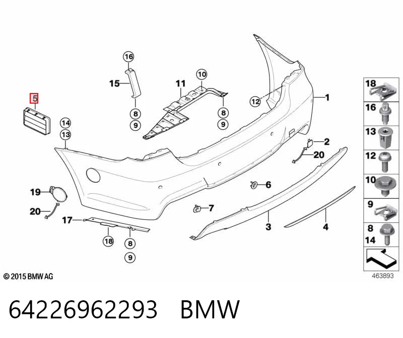 64226962293 BMW Grelha traseira de ventilação