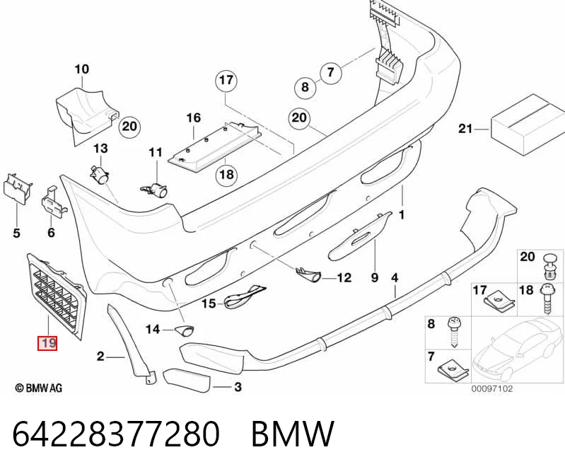 64228377280 BMW Grelha traseira de ventilação