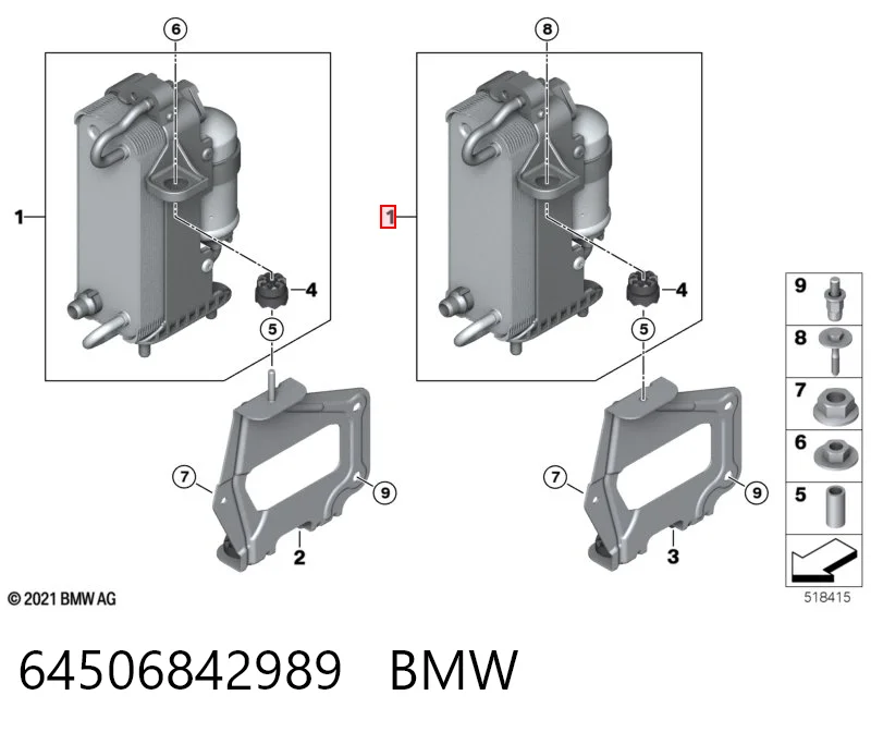 64506842989 BMW Radiador de aparelho de ar condicionado