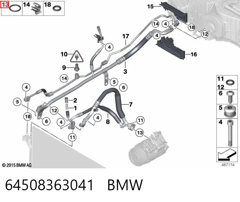 64508363041 BMW Anel de tubo de admissão do silenciador