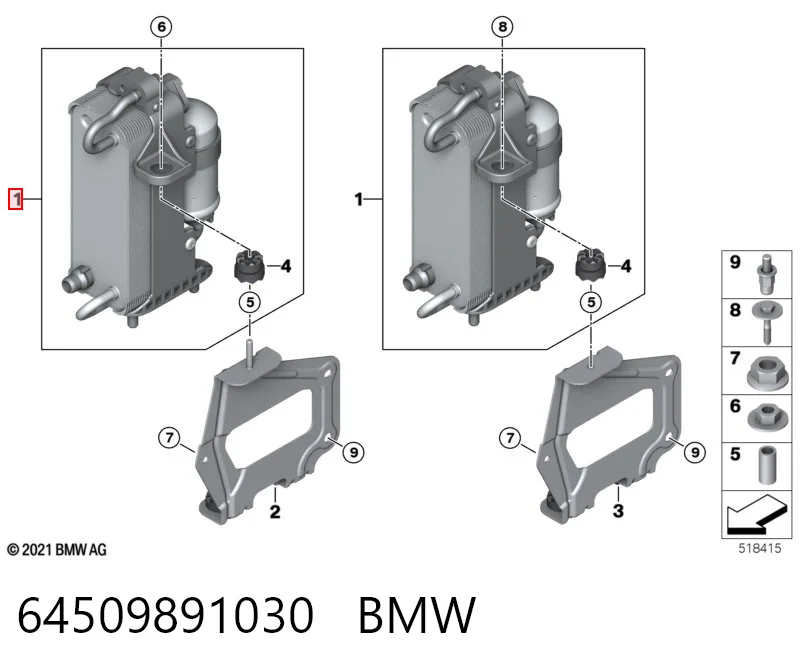 64509891030 BMW Radiador de aparelho de ar condicionado