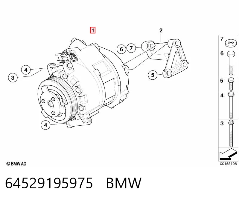 64529195975 BMW Compressor de aparelho de ar condicionado