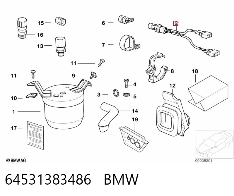 64531383486 BMW Sensor de pressão absoluta de aparelho de ar condicionado