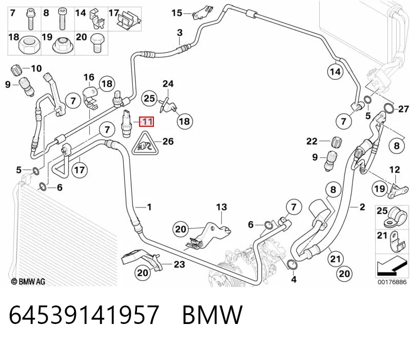 64539141957 BMW Sensor de pressão absoluta de aparelho de ar condicionado