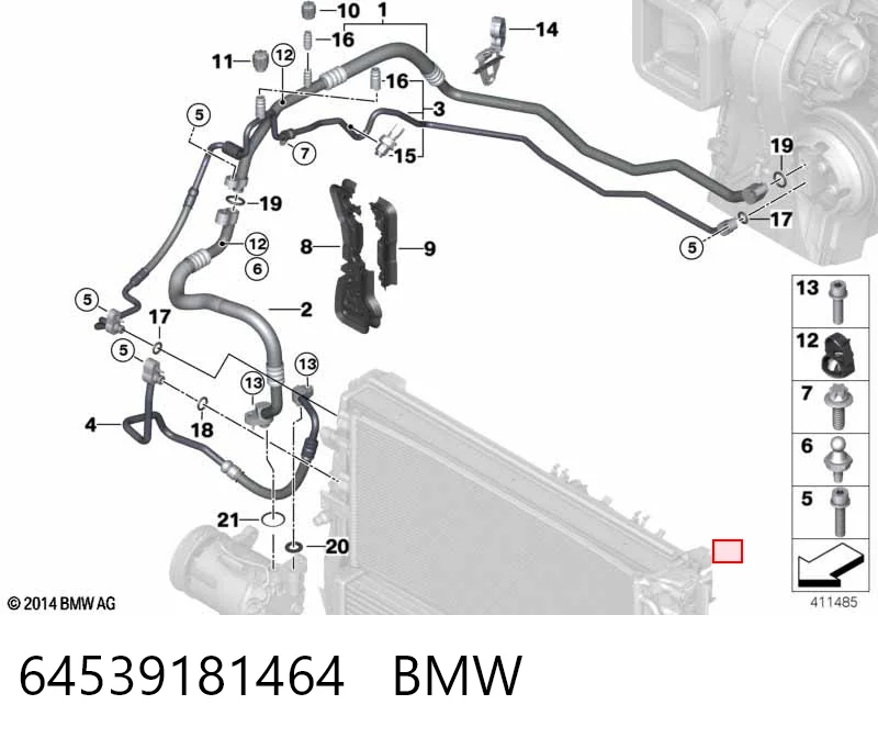 64539181464 BMW Sensor de pressão absoluta de aparelho de ar condicionado