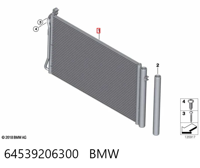 64539206300 BMW Radiador de aparelho de ar condicionado