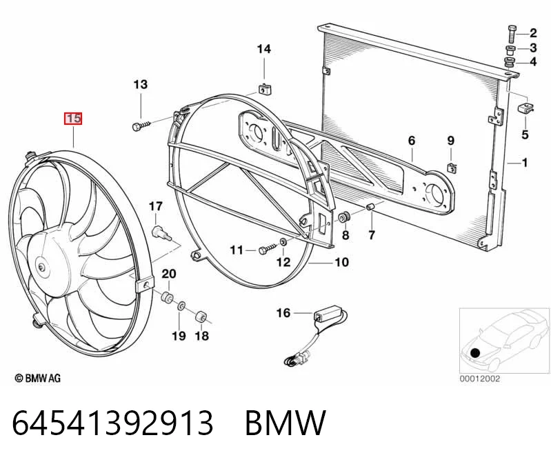 64541392913 BMW Ventilador (roda de aletas) do radiador de aparelho de ar condicionado