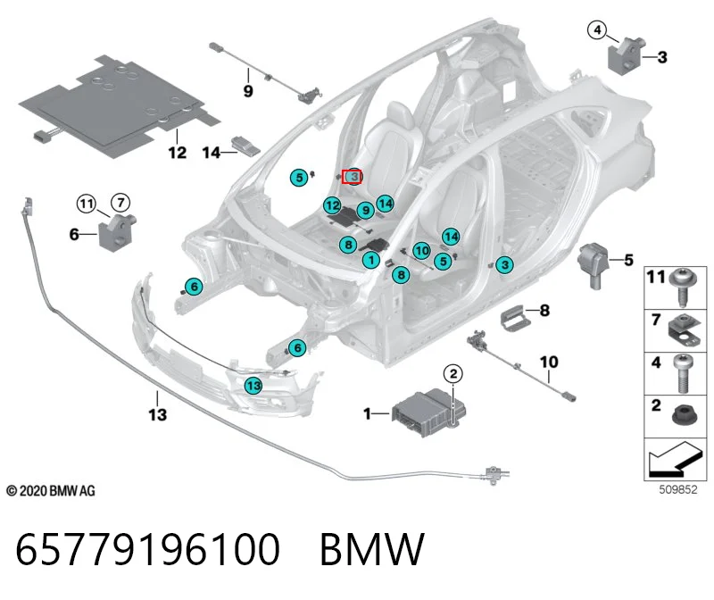 65779196100 BMW Sensor AIRBAG dianteiro
