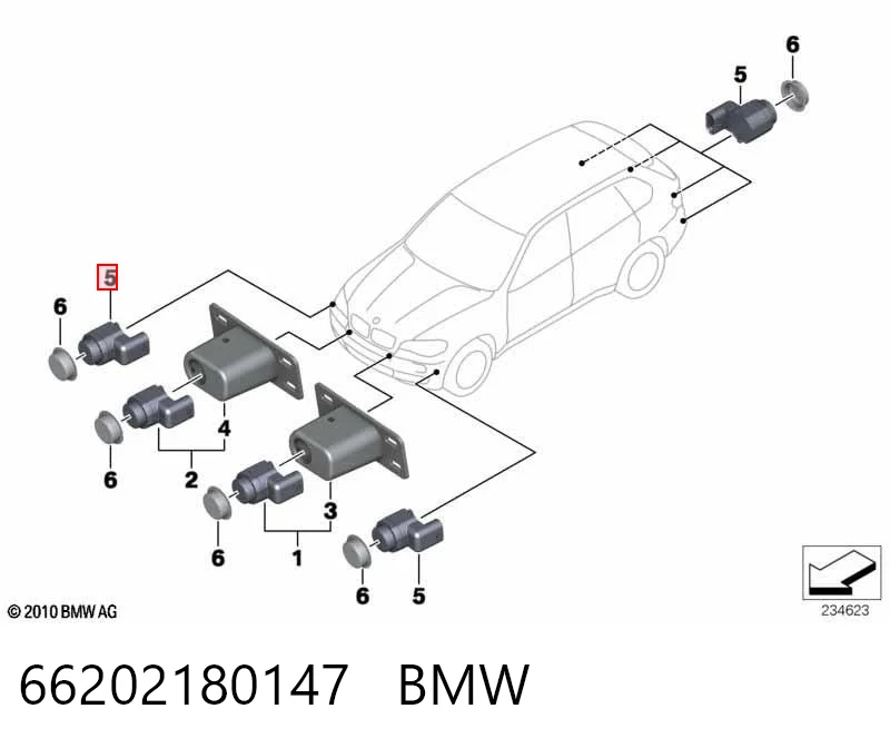 66202180147 BMW Sensor dianteiro lateral de sinalização de estacionamento (sensor de estacionamento)