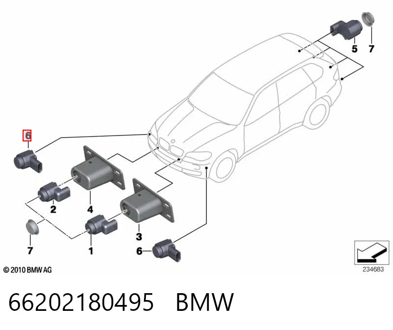 66202180495 BMW Sensor de sinalização de estacionamento (sensor de estacionamento) dianteiro/traseiro central