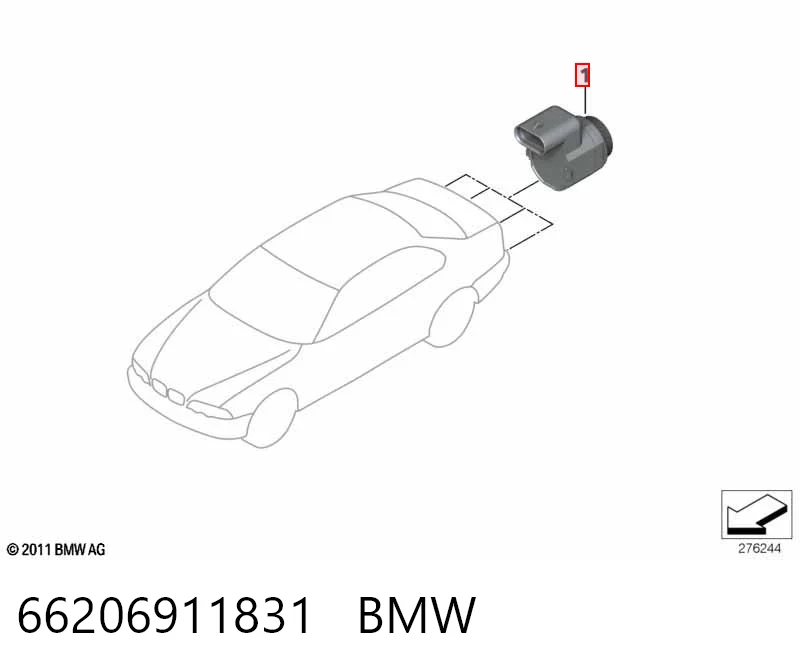 66206911831 BMW Sensor traseiro de sinalização de estacionamento (sensor de estacionamento)