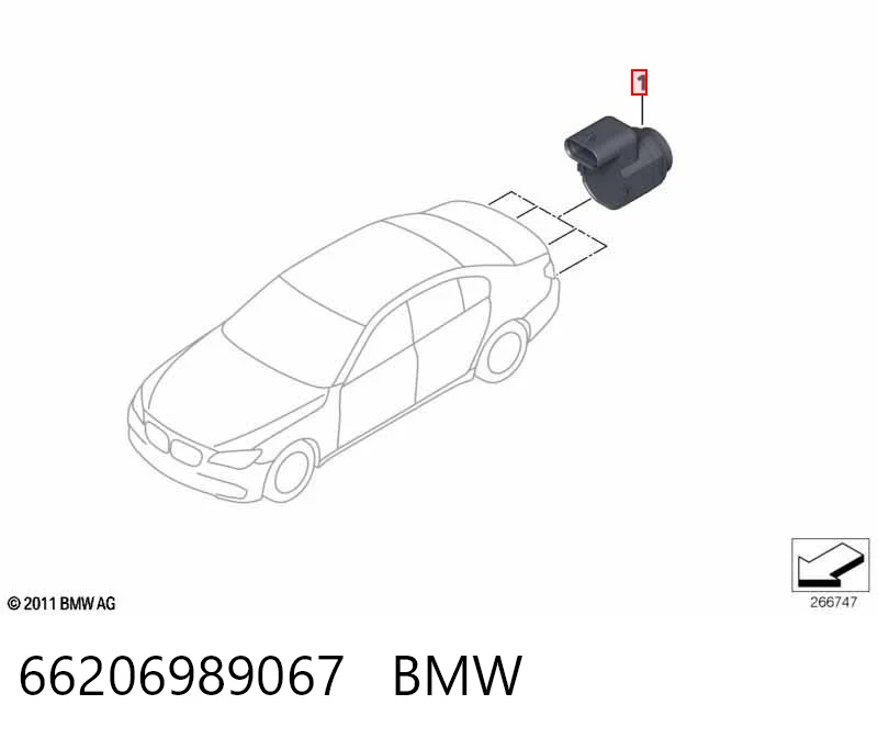 66206989067 BMW Sensor traseiro de sinalização de estacionamento (sensor de estacionamento)